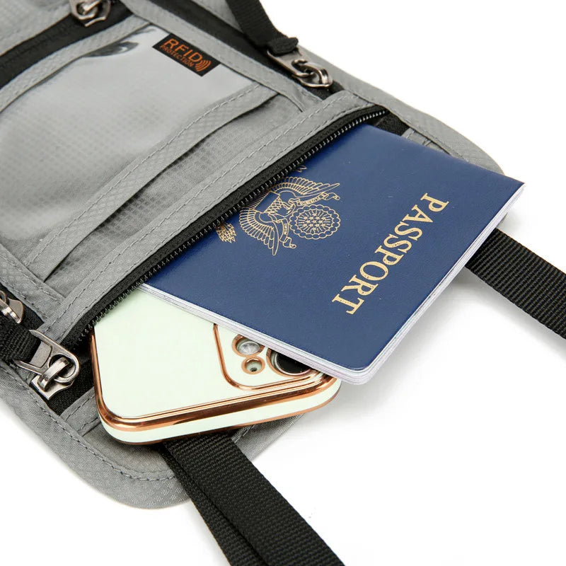 Neck Pouch RFID Travel Wallet