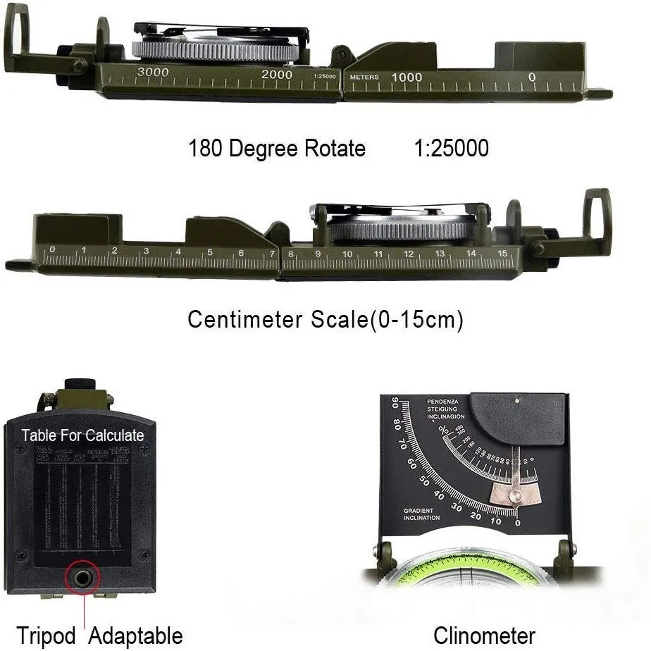 Military Compass - Outdoor Survival Gear for Camping and Hiking