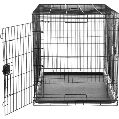 Foldable Metal Wire Dog Crate - 48" Double Door