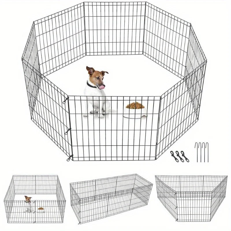 24-Inch Dog Playpen - 8-Panel Portable Pet Exercise Fence