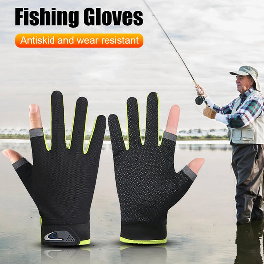 Winter Fishing Gloves - 2-Finger Cut Mittens, Breathable and Anti-Slip for Outdoor Sports