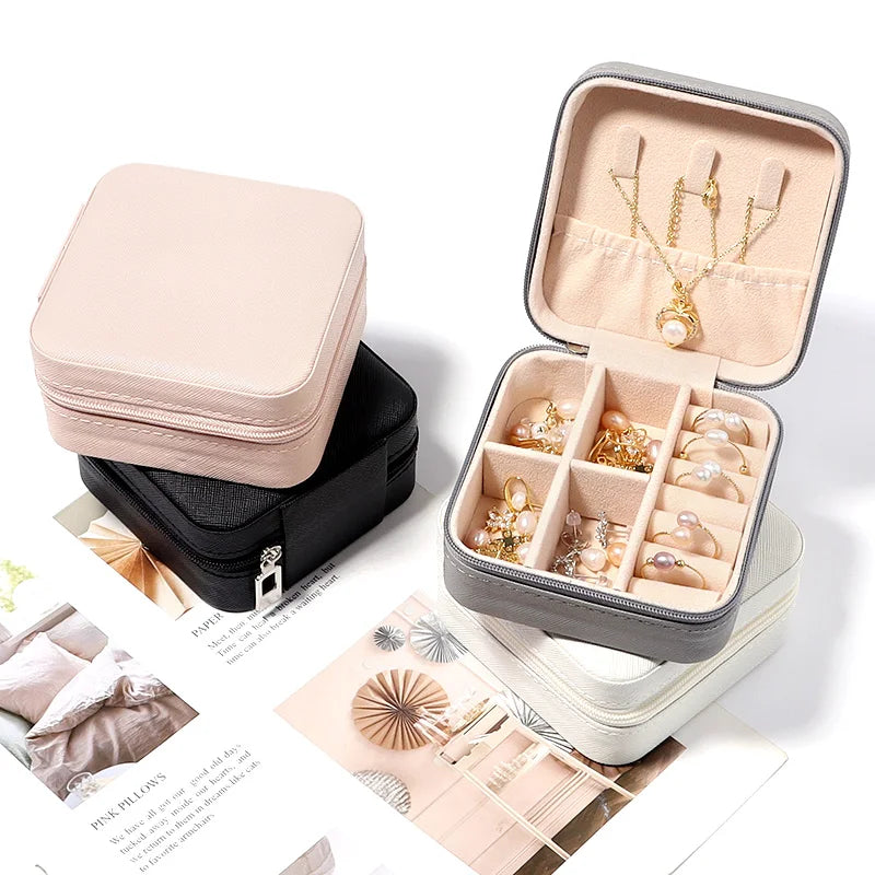 Portable Travel Leather Mini Jewelry Box