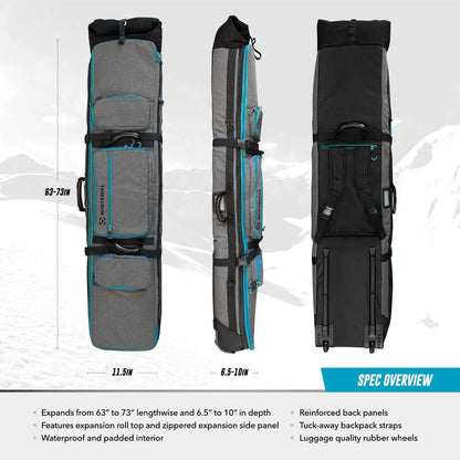 Expandable Snowboard and Ski Bag with Wheels, Fits 2 Boards or 2 Sets of Skis