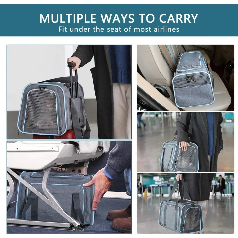 Petsfit Expandable Cat Carrier - Airline Approved Soft-Sided Pet Travel Carrier