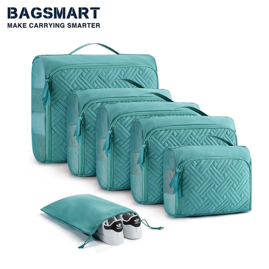 BAGSMART 6-Piece Travel Organizer Set - Compressible and Waterproof Packing Cubes