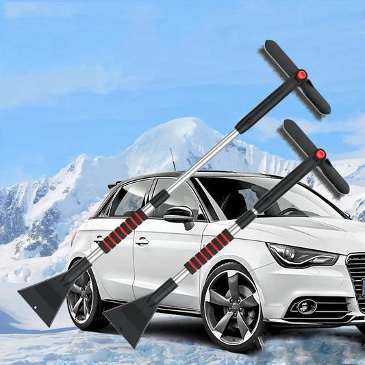 Telescopic Snow Shovel & Brush - Rotatable Multi-Use Tool for Ice Removal and Car Cleaning