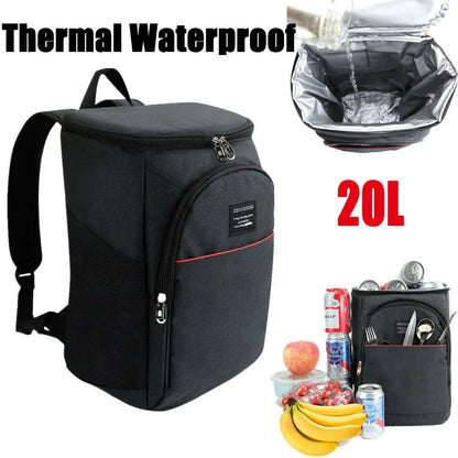 20L Thermal Backpack Cooler Bag - Waterproof and Insulated for Picnics