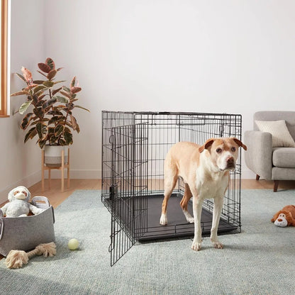 Foldable Metal Wire Dog Crate - 48" Double Door