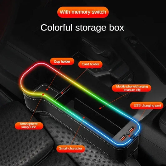 Car Crevice Storage Box with 2 USB Charger