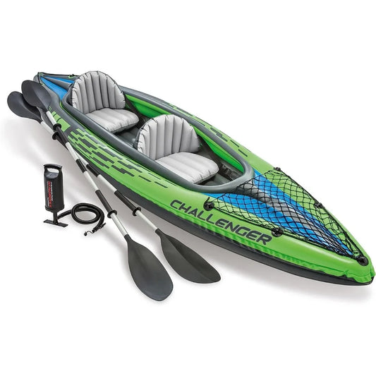 2-person Challenger Inflatable Kayak Series - Deluxe 86in Paddles, High-Output Pump Included