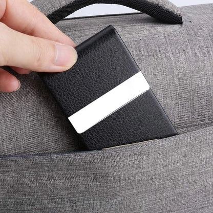 Slim Leather Metal Pocket Card Holder with Magnetic Shut