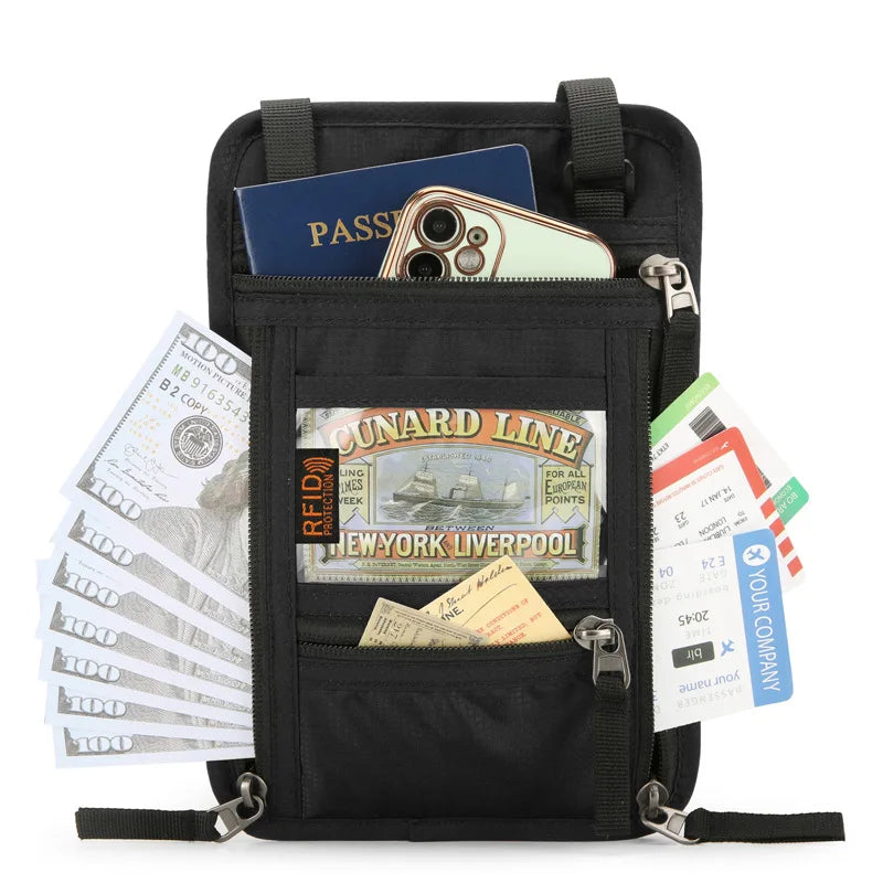 Neck Pouch RFID Travel Wallet