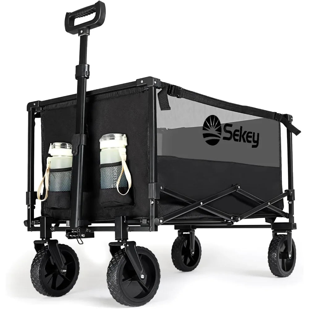 Collapsible Foldable Wagon - Heavy Duty Utility Cart with All-Terrain Beach Wheels