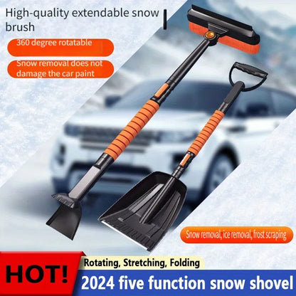 5-in-1 Snow Removal Tool Set - Retractable Shovel, Rotating Brush, and Scraper