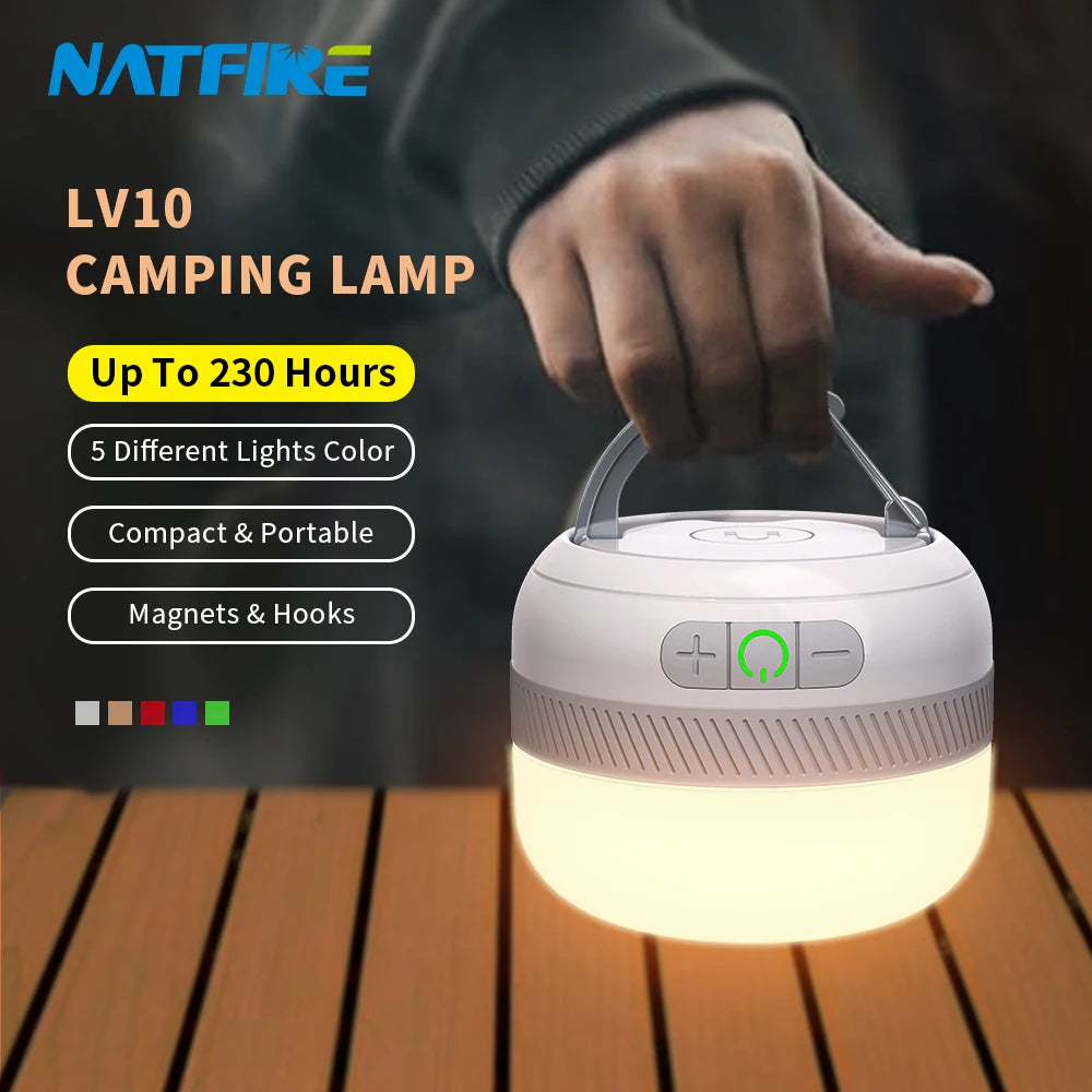 Rechargeable LED Camping Lantern - 230-Hour Portable Light with Magnet