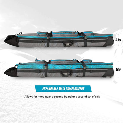 Expandable Snowboard and Ski Bag with Wheels, Fits 2 Boards or 2 Sets of Skis